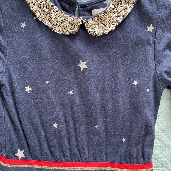 Mini Boden Cityscape Navy Dress with Gold Sequins 5/6 - Picture 3 of 3
